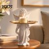 Desktop Organizer Angel Figurine Storage Tray, Elegant Jewelry Exquisite Resin Statue Decorative Accessory Tray Dish, for Rings Necklaces Earrings,