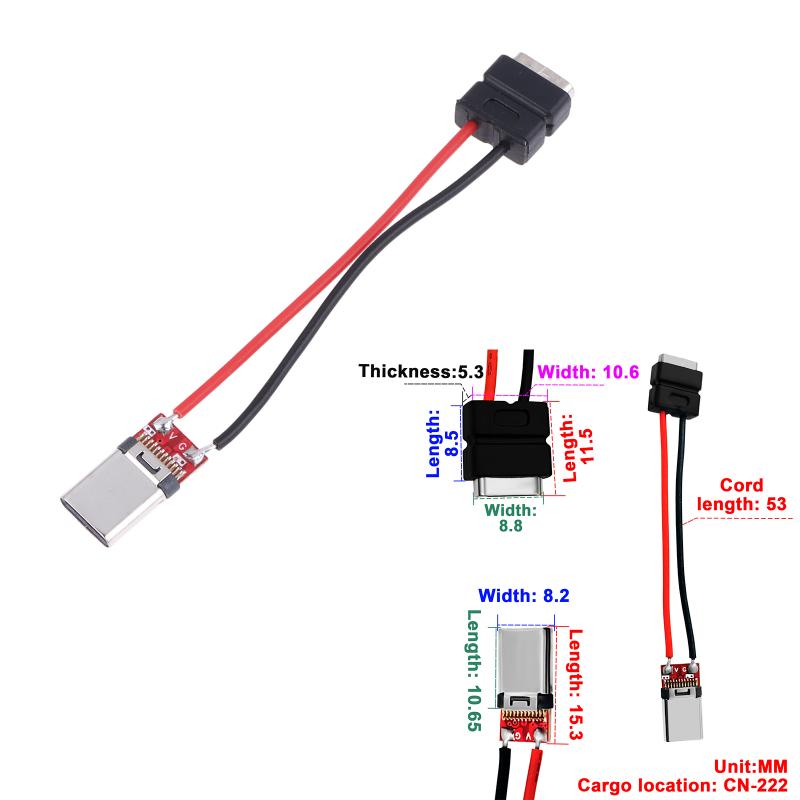 1/3Pcs 3A 5V Usb Female Base Type-C Socket And Female Usb Male Charging Socket Power Socket With Cable Connector