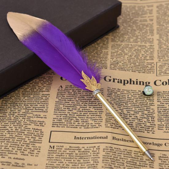Quill Pen Durable Elegant Smooth Ink Flow Comfortable Writing Feather Ballpoint Pen for Home Office School