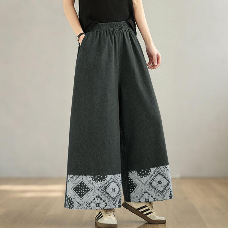 ZANZEA Women Casual Elastic Waist Loose Print Cropped Pants