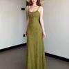 [Original fabric] Retro holiday style strap suspender dress women's summer new hot girl waist and thin sex