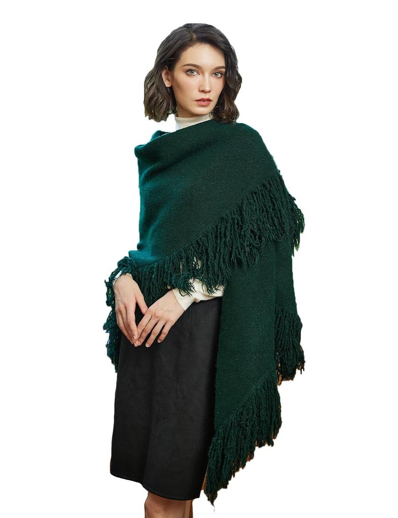 BEAUTELICATE Large Thick Triangle Solid Perfect for or as a Gift for Fall and Emerald Green Women's Scarf, Color, Indoors, Office, Winter,