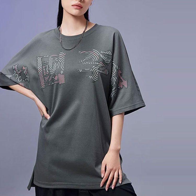 Li Ning T Shirts Unisex Gray Crew Neck Moderate AHSS100-2