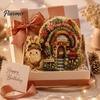 Miniature Village Making Set 3D House Theme Fabric Punch Needle Kit for Beginners & Adults, Complete DIY Healing Handmade Hobby Embroidery Kit,