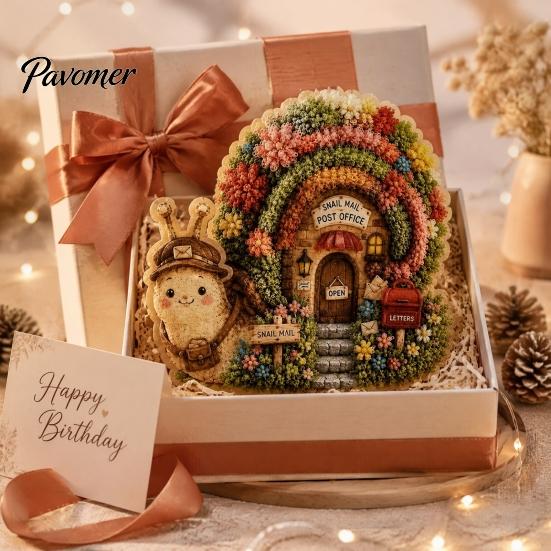 Miniature Village Making Set 3D House Theme Fabric Punch Needle Kit for Beginners & Adults, Complete DIY Healing Handmade Hobby Embroidery Kit,