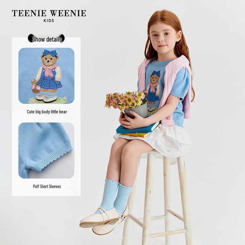 Teenie Weenie Kids' Girls' Playful Bubble Short Sleeve Pullover Sweater