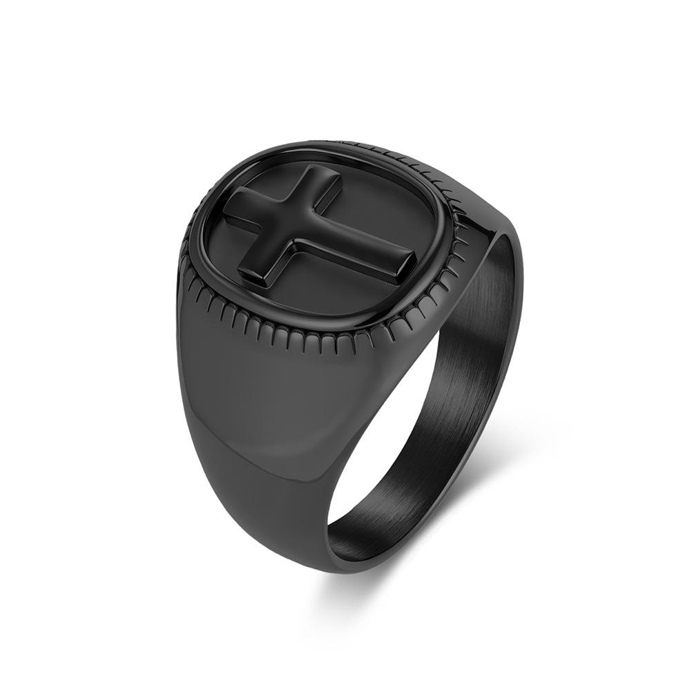 2025 Простое Гладкое Кольцо-Крест Мужское Персонализированное Мода Модные Аксессуары Кольцо с Едой 8