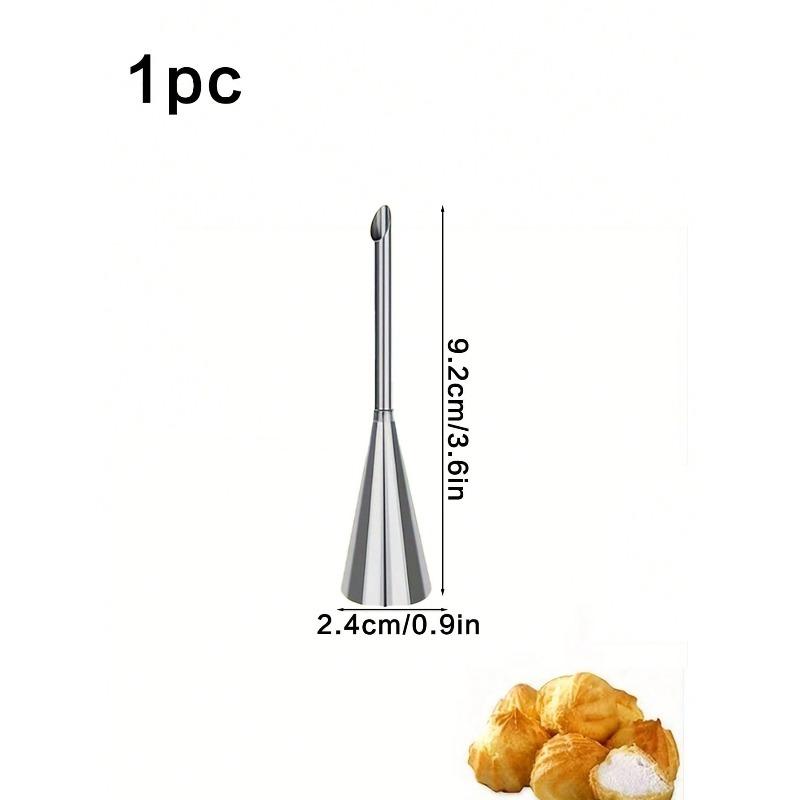 Cream Icing Piping Nozzle Tips, Professional Stainless Steel Long Cream Puff Nozzle Decor Small Pastry Icing Piping Decorating Tools