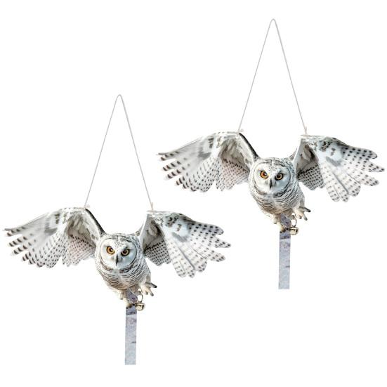 2Pcs Simulated Owl Hanging Decoration Reflective Owl with Dual-Side Printed Waterproof Acrylic Fake Owls for Balcony Decor