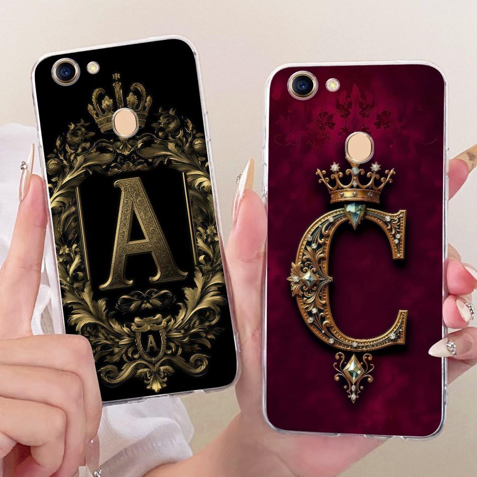 For OPPO F5 F7 Royal Crown Initial Letter Couple Phone Case For Oppo F7 F 5 F5 Youth Soft Silicone TPU Covers Bumpers