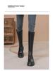 Women's Chunky Heel Long Boots with Hidden Height Increase and Round Toe - Brown, 2024 Style
