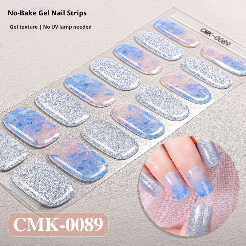 New Cat Eye No-Baking Gel Nail Stickers 3D Hot Stamping Ombre Shining Starry Sky NO UV Nail Stickers