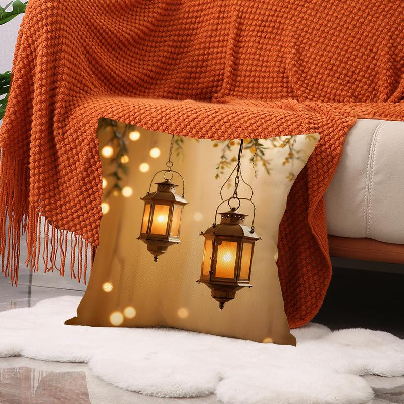 Moon Pillowcase Golden Lantern Print Decorative Seat Cushion Ethnic Atmosphere Arrangement Sofa Pillow
