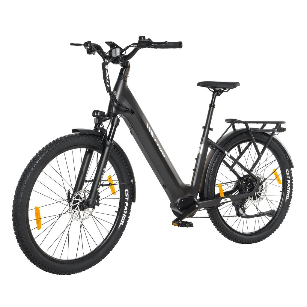 TTGO Z3: 48V15Ah charges overnight. 250W motor eco-friendly. 27.5" tires smooth. Tow seat for family