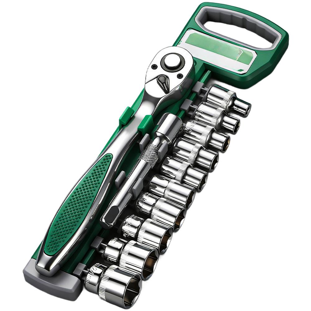72 Tooth Ratchet Wrench Kit Featuring Heat Treated Sockets and 1/4 3/8 1/2 Drive Compatibility Chrome Vanadium