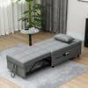 3-in-1 Folding Chair with Side Pocket, Guest Bed with Cushion, Adjustable Backrest, Bed Chair with Casters, Light Gray