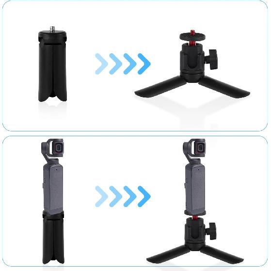 Mini Tripod for DJI Osmo Pocket 3 & 2, Portable Stand Black Mount Compatible with Osmo Pocket 3 & 2