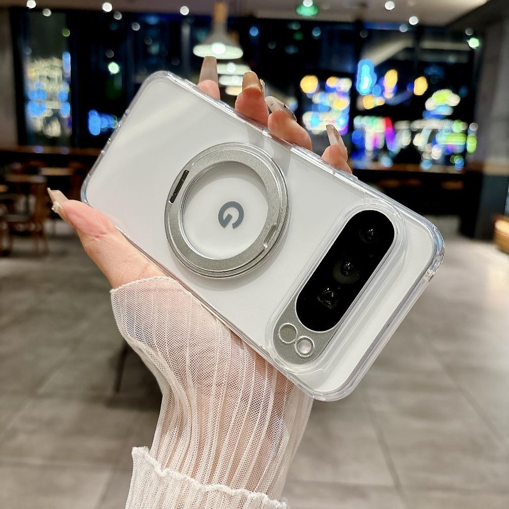 For  Matte Rotating Bracket Case for Google Pixel 10 9 Pro XL 8 7 6 9A 8A 7A 6A Holder Stand Transparent Shockproof Cover
