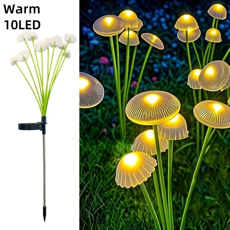 Solar Garden Lights Dual Mode LED Solar Mushroom Lights Waterproof Decor Yard Patio Pathway Jellyfish for Garden Ambiance