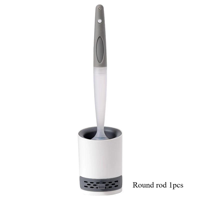 

Detergent Refillable Toilet Brush Set Wall-Mounted with Holder plastics TPR Brush for Corner Cleaning Tools Bathroom Accessories