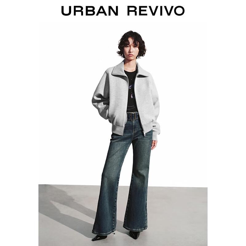 

UR 2025 Women s Casual Stand Collar Double Zipper Loose Jacket S