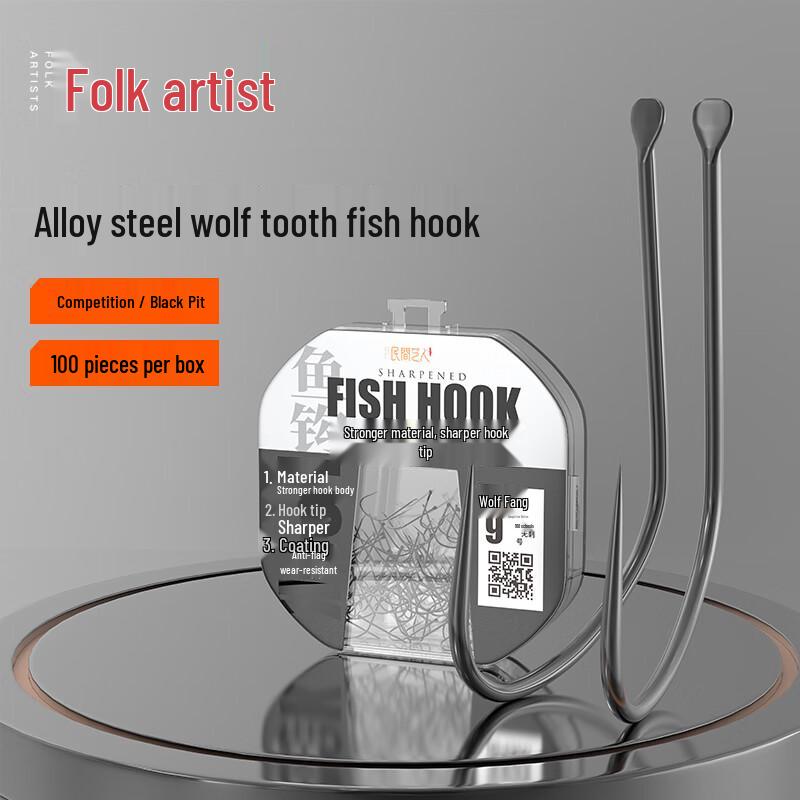 Folk Artist Fine Wire Barbless Wolf Tooth Fishing Hooks