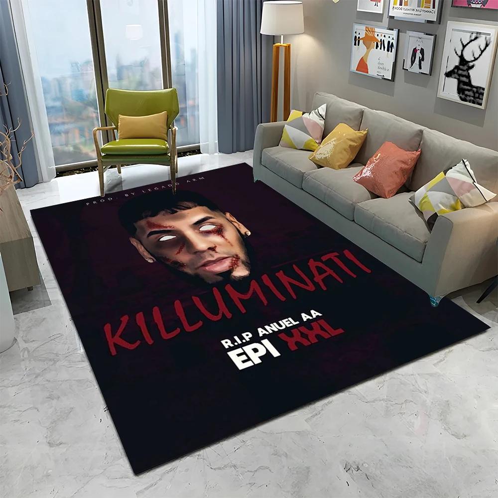Free Anuel AA Rapper Hip Hop Singer Carpet Rug for Home Living Room Bedroom Sofa Doormat Decor,kids Area Rug Non-slip Floor Mat