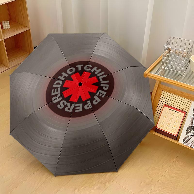 Red Hot Chili Peppers Print 8?Ribs Automatic Umbrella Wind Resistant Lightweight Folding Umbrella For Outdoor Travel