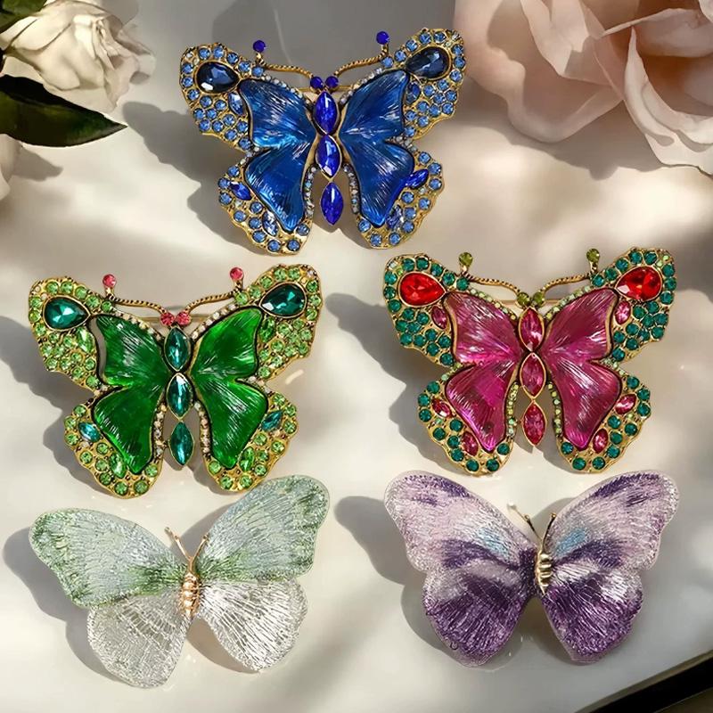 1PC Butterfly Brooches Colorful Crystal Vintage Jewelry Gifts Luxury Rhinestone Brooch Clothing Pin For Women Girls
