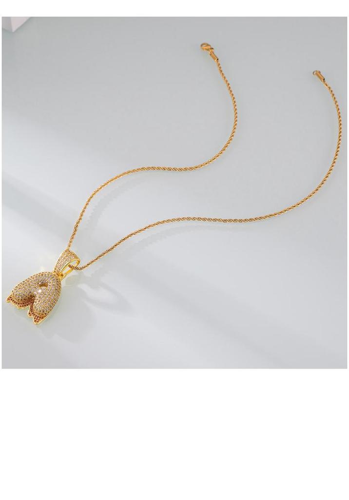 Elegant European-Style Necklace: Women's 26-Letter Diamond-Inlaid Copper Pendant on Titanium Steel Clavicle Chain
