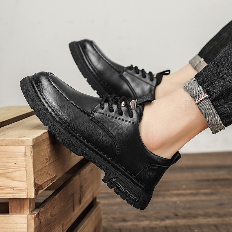 Handmade Leisure Men Shoes New Trendy Minimalist Work Shoes With Lace Up Middle-Aged Dad Formal Casual Business Leather Shoes