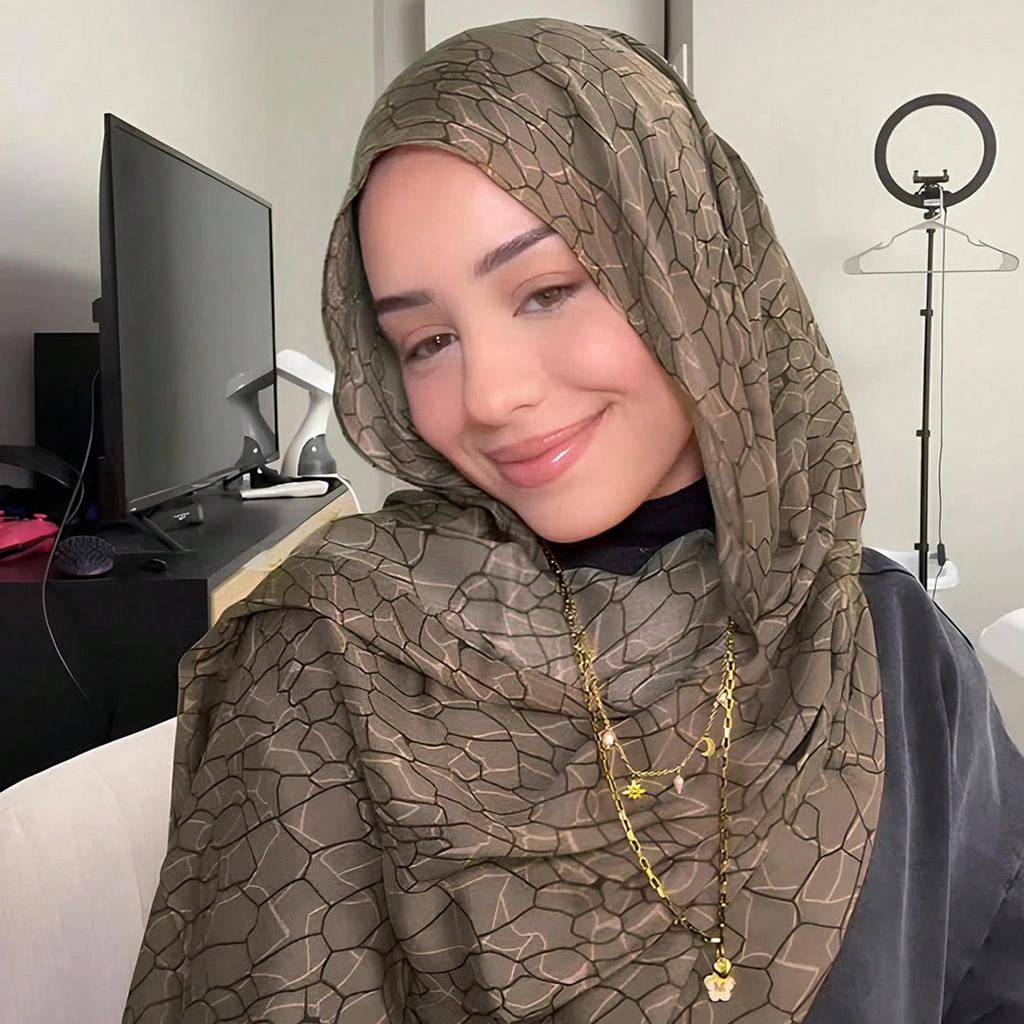 New Watercolor Printed Voile Hijab Scarf For Woman Muslim Hijabs Shawl Fashion Long Wraps Female Headband Ethnic Islam Ramadan