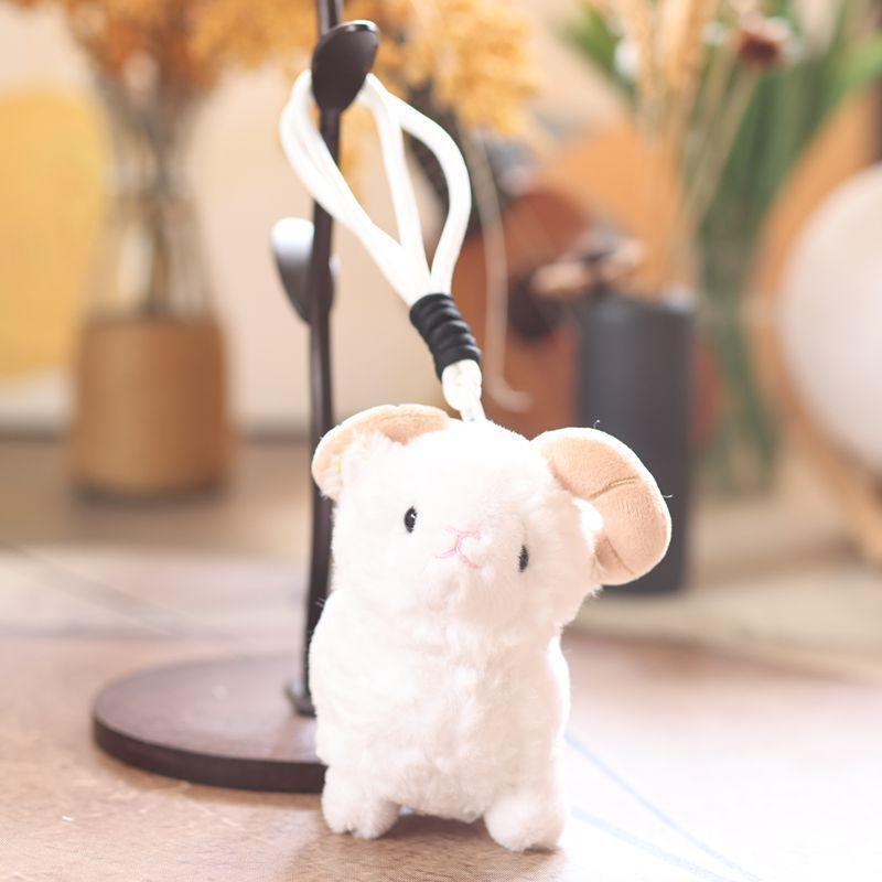 Cute Mini Fluffy Sheep Plush Keychain Soft Fuzzy Skin-Friendly Bag Pendant for Backpack Decor Birthday Gifts for Kids Girls