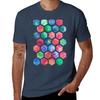 T-shirt con motivo a nido d'ape ad acquerello dipinto a mano T-shirt alla moda con stampa Manica corta