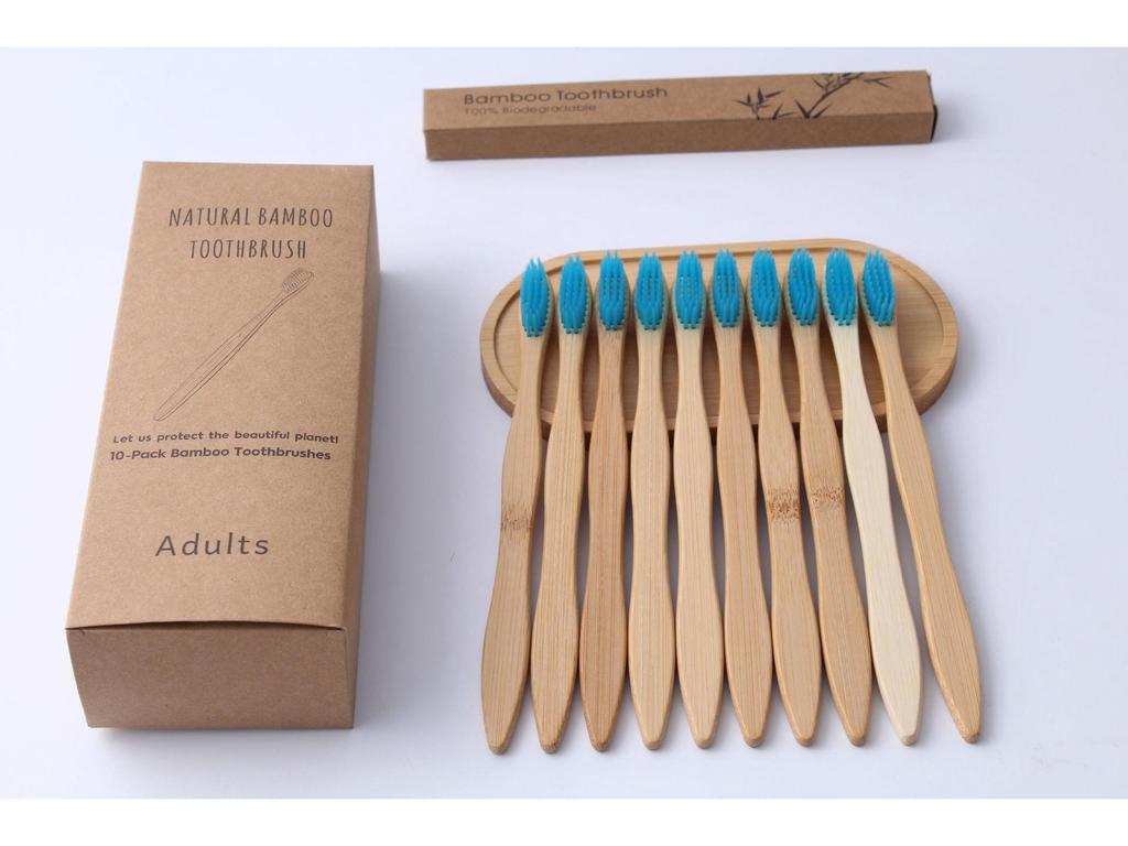 10-Pack Soft Bristle Bamboo Toothbrush Set for Adults - Ideal for Home, Hotel, or B&B, Custom Labeling Available