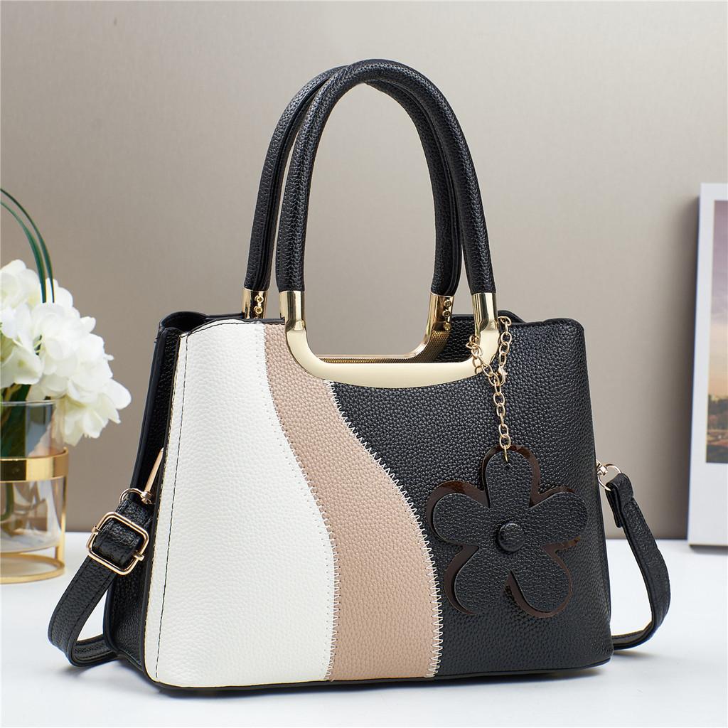 Stylish Color Block Handbag Trendy Crossbody Bag For Women High Capacity Chic Design