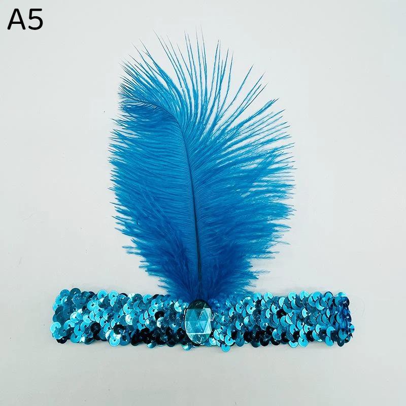 1Pcs Colorful Feather Sequin Gem Headpiece Aesthetic Flapper Headband For 1920S Party Costume Accessory Dress Up