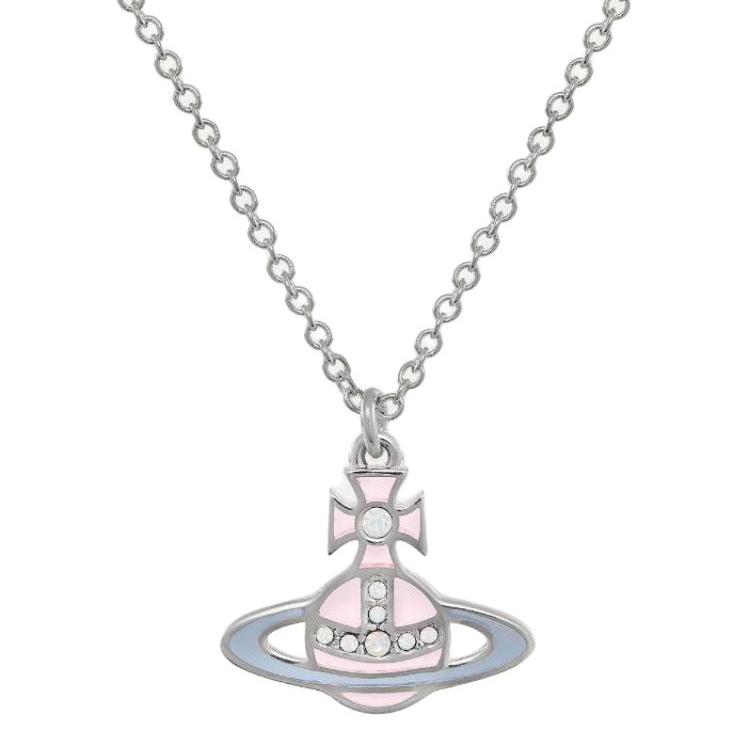 

Vivienne Westwood Concetta AW Mens Relief Flat Saturn Shape Color Block Track Design Enamel Brass Necklace Men necklace Silver 8050889940272 Basic Packaging-Dust Bag+Box