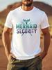 Mermaid Security Graphic Mens TShirt Oversized Crew Neck Cotton Tee Summer Male Streetwear Casual Loose Tops Short Sleeve