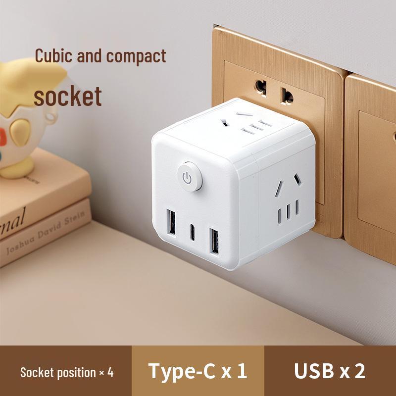 Multifunktionaler USB-Würfel Nachtlicht-Steckdose mit Schlafzimmerlampe