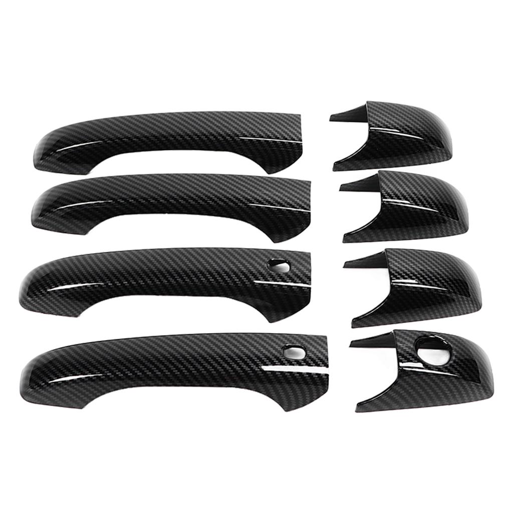 8pcs Carbon Fibre Style Door Handle Cover Trim Replacement for Jeep Patriot Grand Cherokee Durango