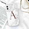 Biały marmur pozłacane litery A-Z modne etui na telefon dla iPhone 11 12 Pro X XR XS Max SE 2020 7 8 Plus odporne na wstrząsy miękkie etui z tpu