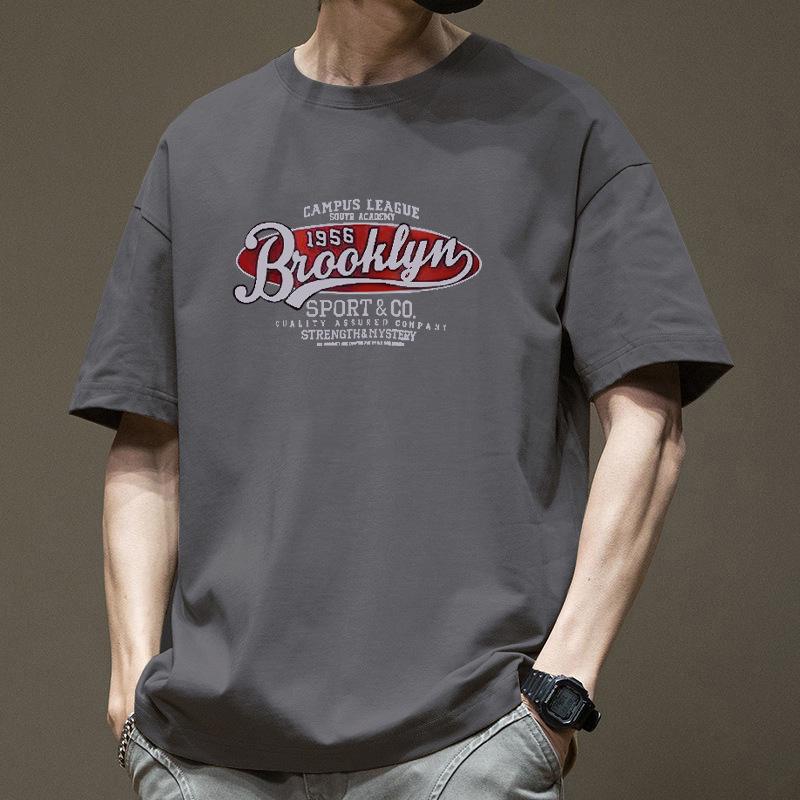Simple T-shirt Men's print Summer Trendy Printed Cotton Short Sleeved Loose Trendy Breathable T-shirts