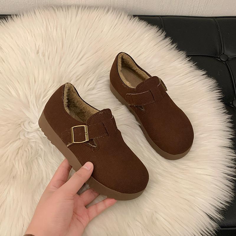 

Женские зимние сапоги с подкладкой из искусственного меха, теплые короткие полусапожки из искусственной замши, удобные женские туфли для ходьбы, домашние мокасины для улицы и дома 40 коричневый