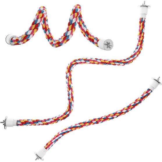 Bird Rope Perches,Parrot Toys 48 Inches Rope Bungee Bird Toy (48 Inches)[1 Pack]