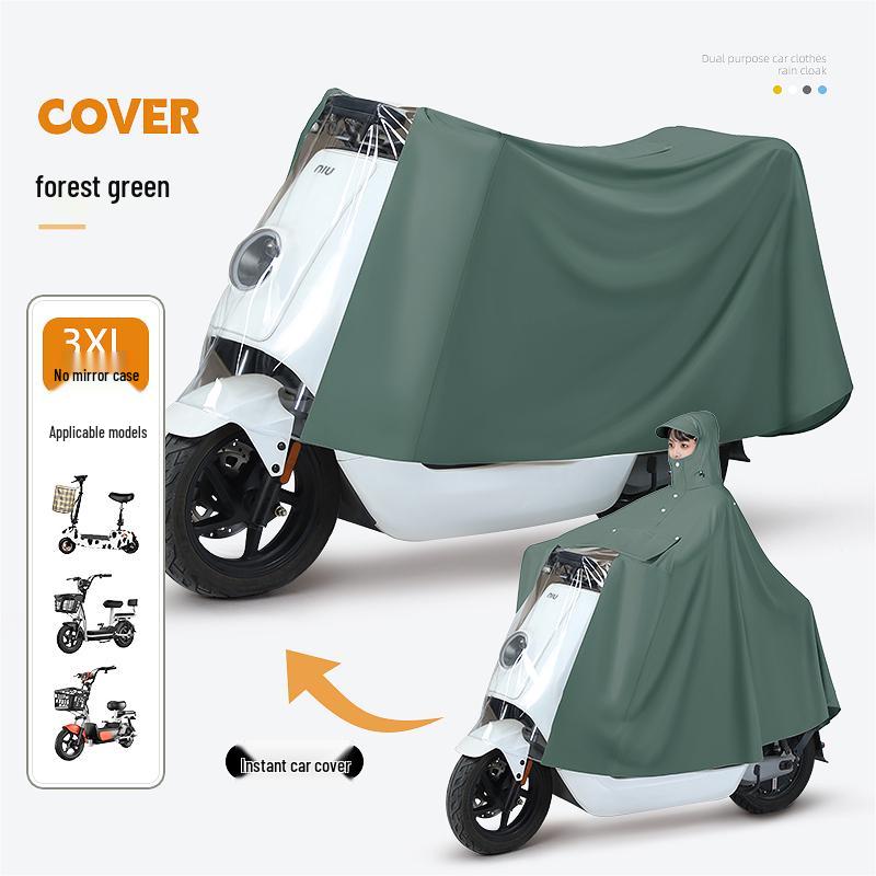Women's Electric Car Rain Cover - Long, Full Body, Storm-Proof, One-Piece Thickened and Enlarged Poncho.