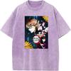Demon Slayer Kochou Shinobu Inosuke Anime Clothing Men Women Retro Washed T-shirts Manga Cotton Tshirt Harajuku Male T Shirt