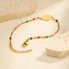 Bohemian Colored Bead Chains Virgin Bracelets for Women, Gold Color Stainless Steel Bracelets, Holy Christian Jewelry Gift