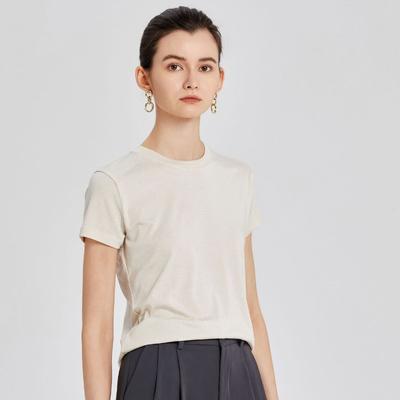 Women's Acetate Tencel Slim T-shirt Hundred Fashionable Tops Soft Skin-friendly Slash Short-sleeved