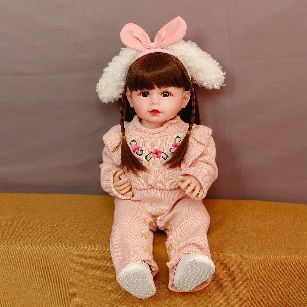 חמוד Doudou Reborn תינוקת בובת צעצוע 55 ס"מ מלא ויניל גוף יילוד בובת יכול אמבטיה פעוט מקלחת צעצוע בייבי בובות פסטיבל השנה החדשה לילדים מתנות חג המולד
